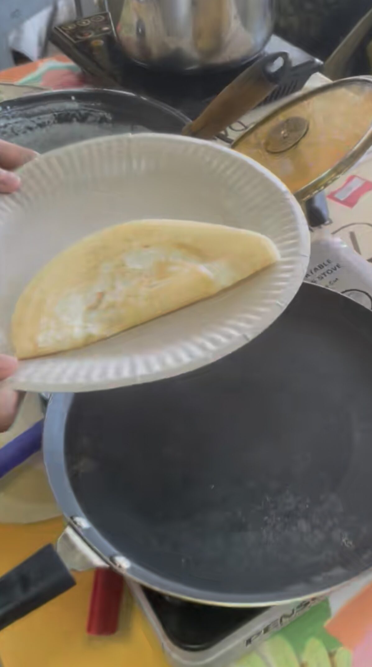 Thosai cooked in classroom