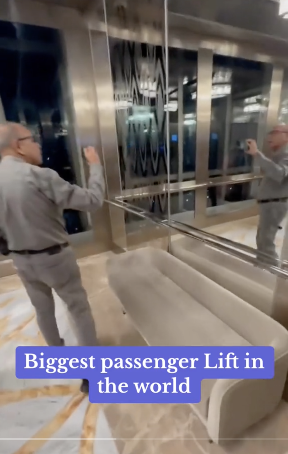 World's largest lift with sofa