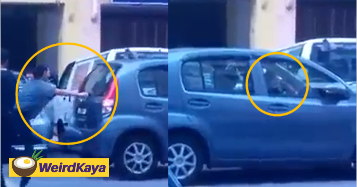 [video] woman breaks window of double parked myvi and pushes it away with her bare hands | weirdkaya
