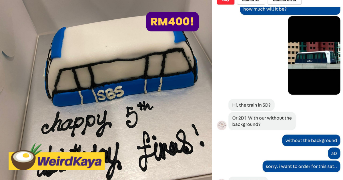 Woman slams carousell baker for scamming her sister of rm400 for 'ridiculous' 3d train cake | weirdkaya