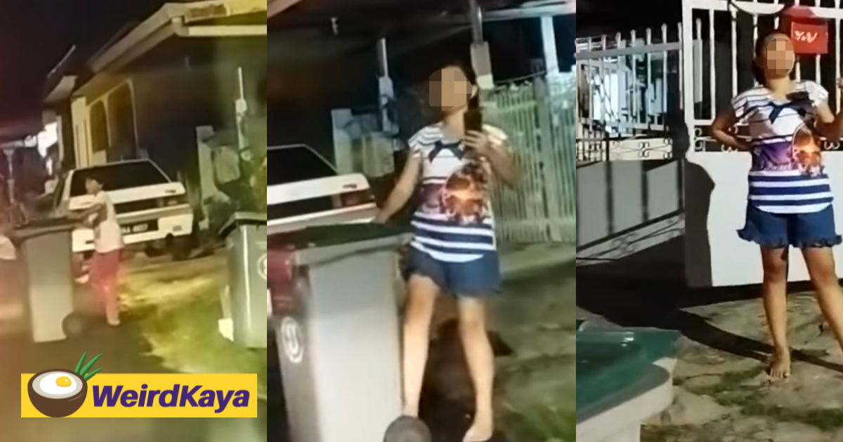 [VIDEO] Inconsiderate woman places rubbish bin in the middle of road to block incoming cars
