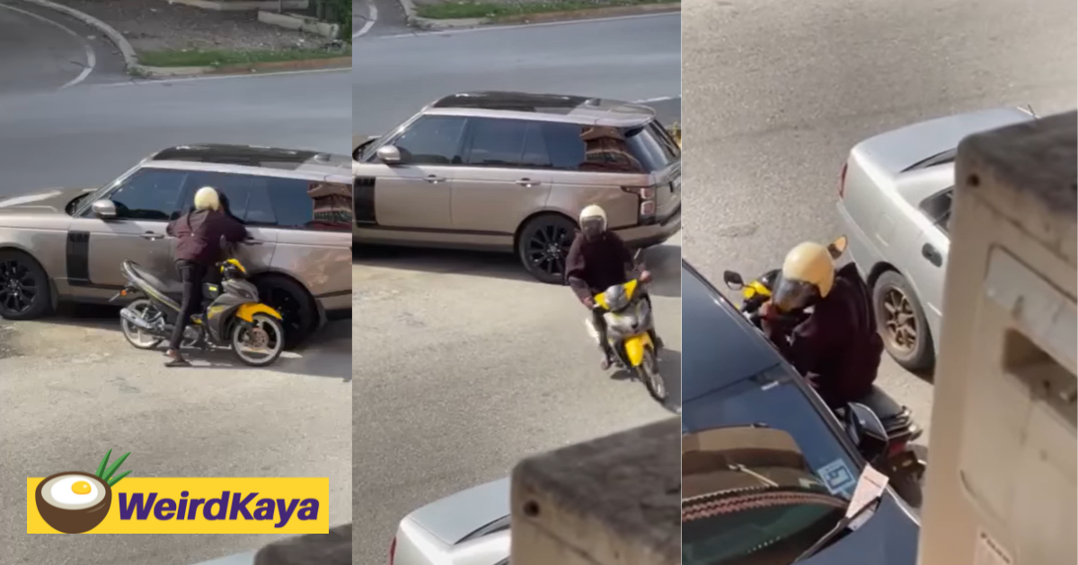 [video] man on unmarked motorcycle caught peeking into car window to steal valuables | weirdkaya