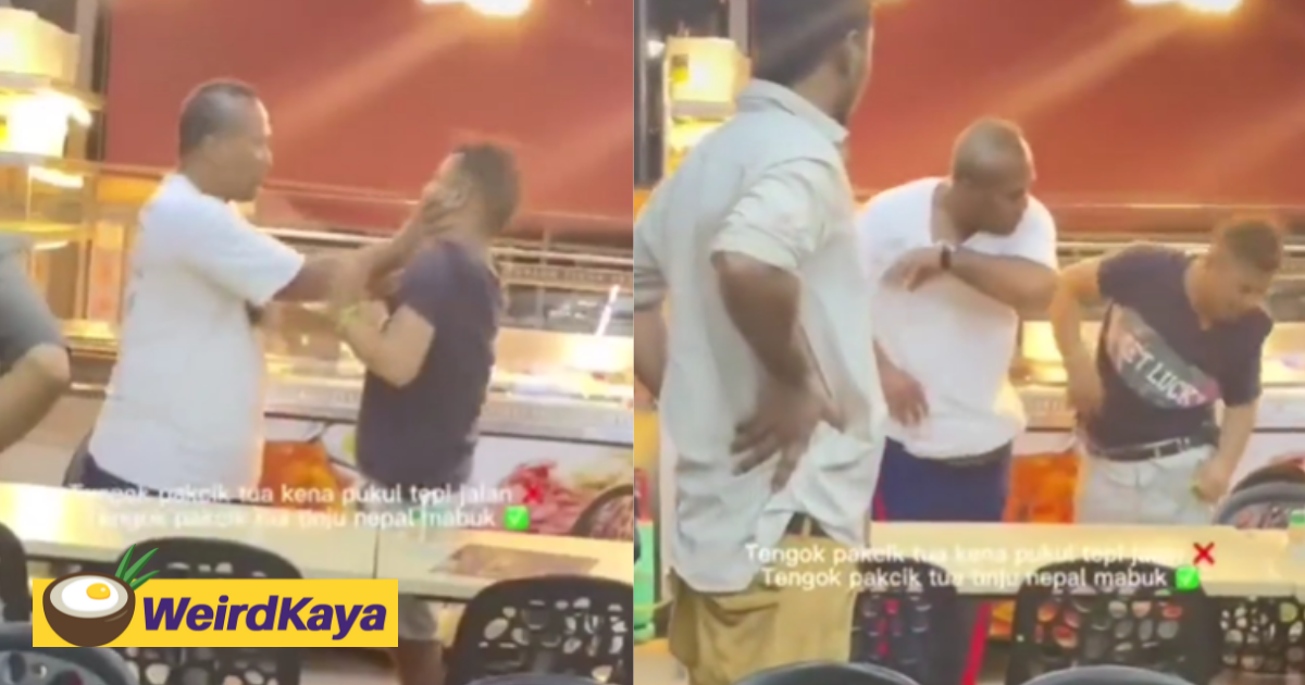 [video] mamak customer violently beats drunk nepali, get praised by netizens for 'teaching him a lesson' | weirdkaya