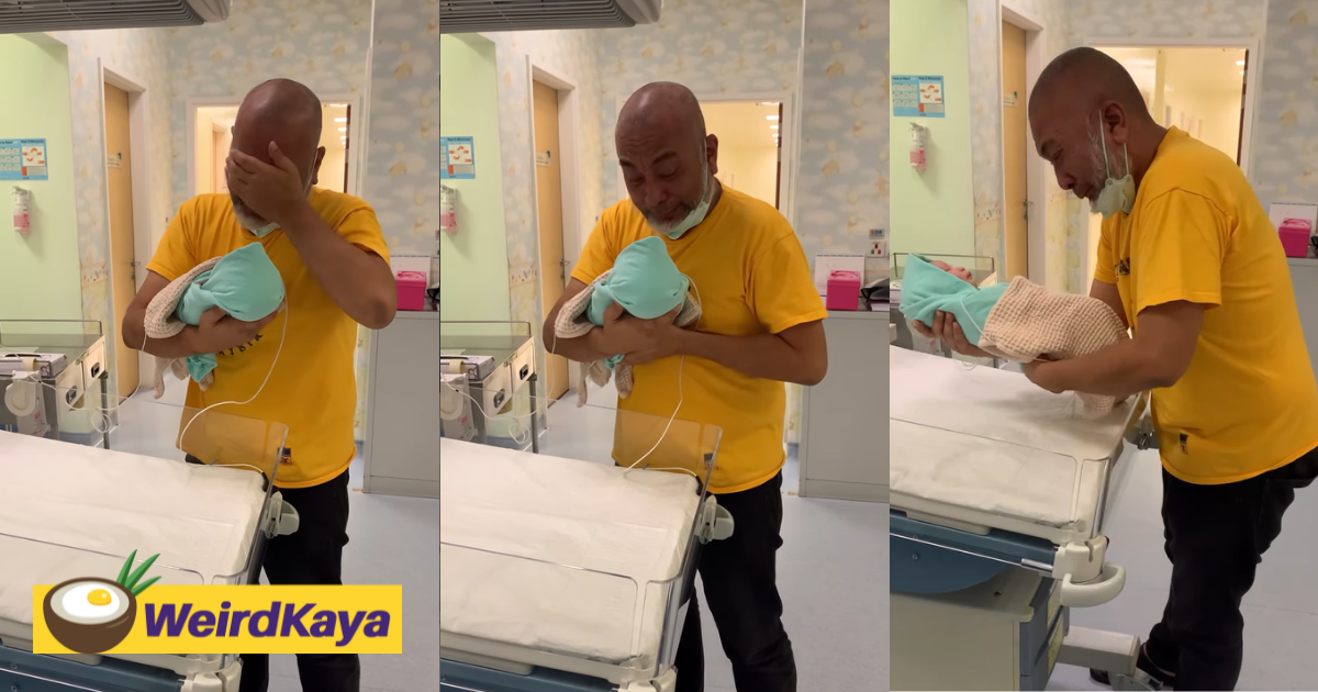 [video] overcome with emotion, m'sian man weeps while cradling child conceived on wife's 8th ivf attempt | weirdkaya