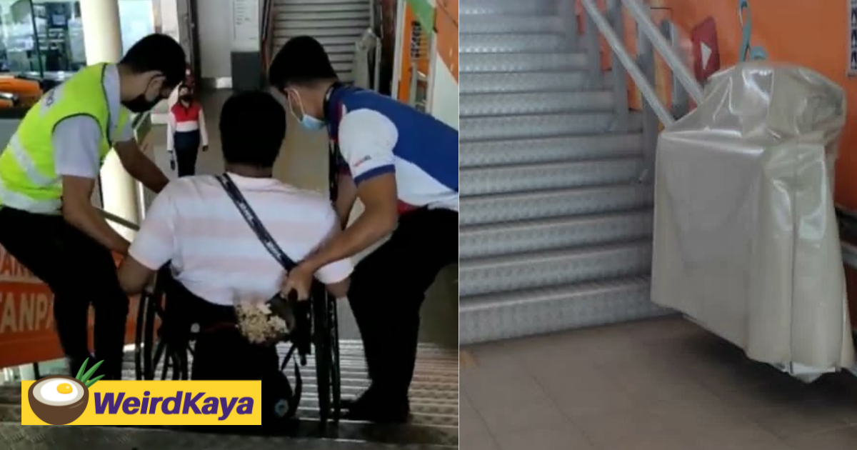 Rapidkl slammed for lack of oku-friendly facilities after staff were seen carrying disabled man down the stairs | weirdkaya