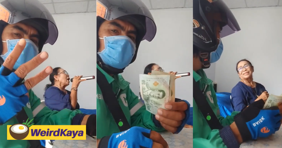 Thai delivery rider gets hired by auntie just to hear her sing | weirdkaya