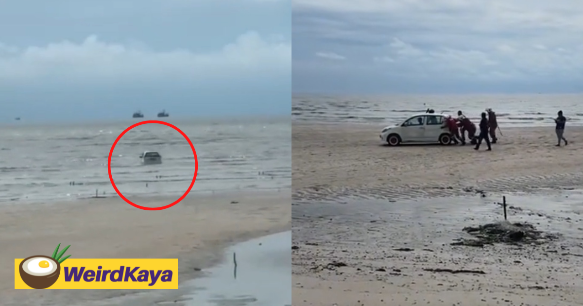 The myvi's back at it again, this time getting itself stuck in the middle of the sea | weirdkaya