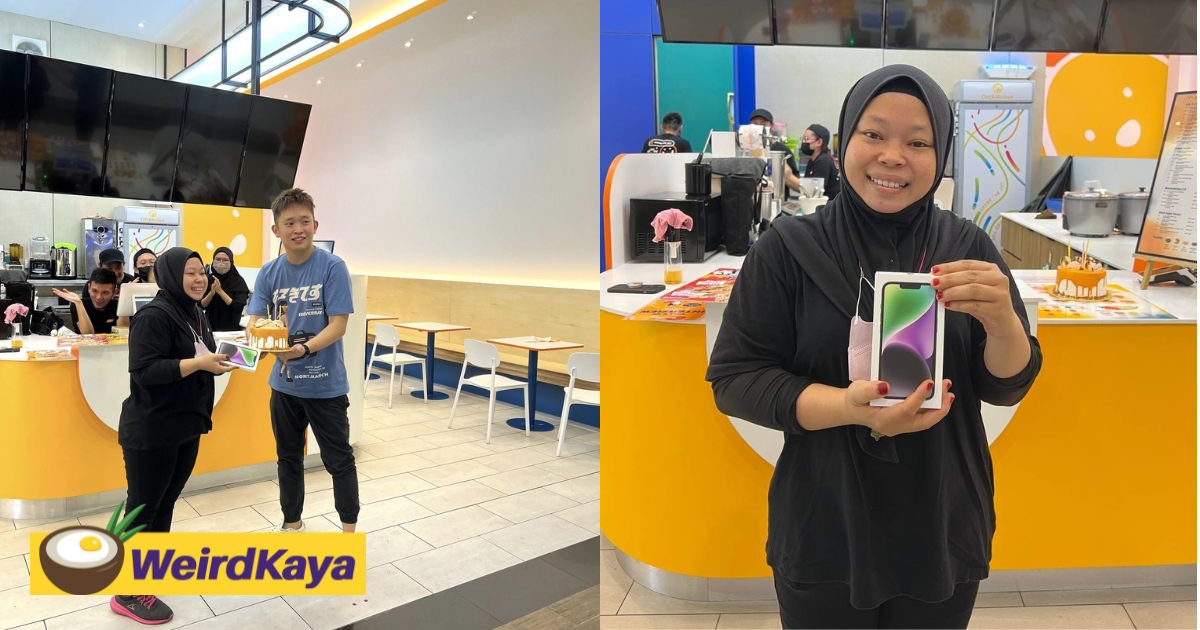 M'sian chicken restaurant boss gifts employee of 8 years an iphone 14 for her birthday | weirdkaya