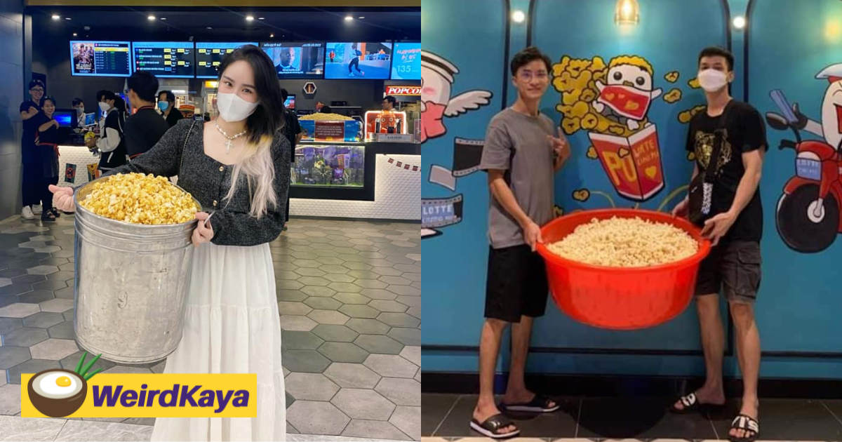 Moviegoers show up with giant bags & buckets after vietnam cinema chain offers free popcorn | weirdkaya