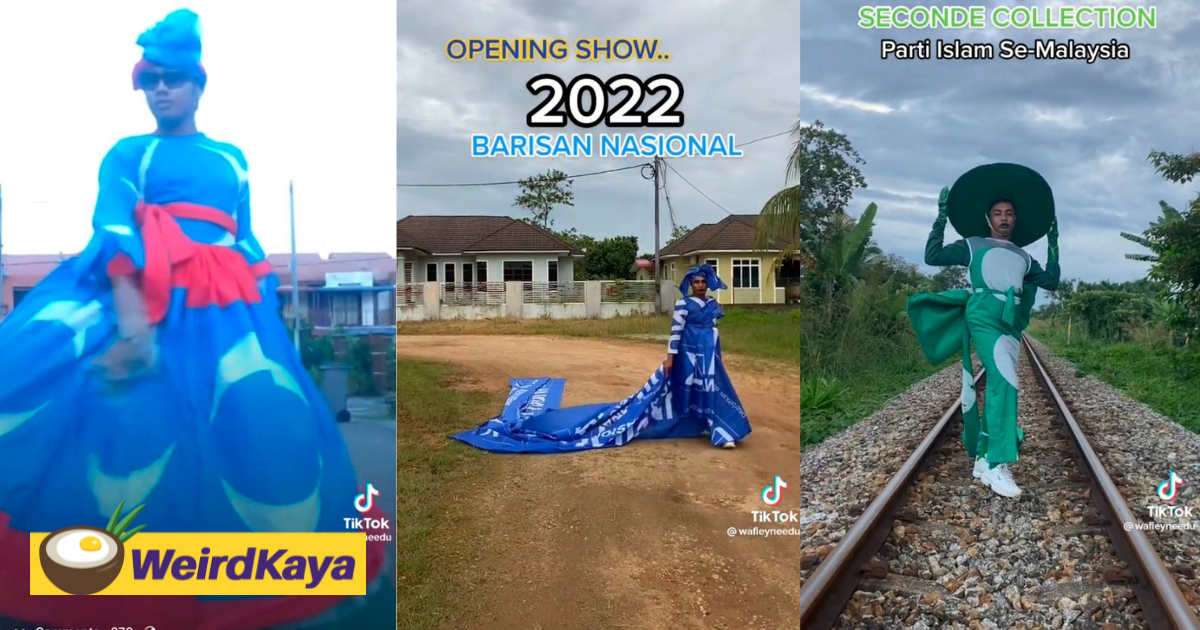 M'sian designer uses political party flags and turns them into gorgeous dresses | weirdkaya