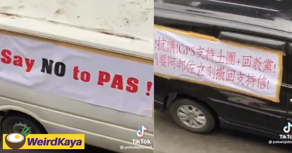 Convoy carrying a 'say no to pas' banner sighted in kuching | weirdkaya