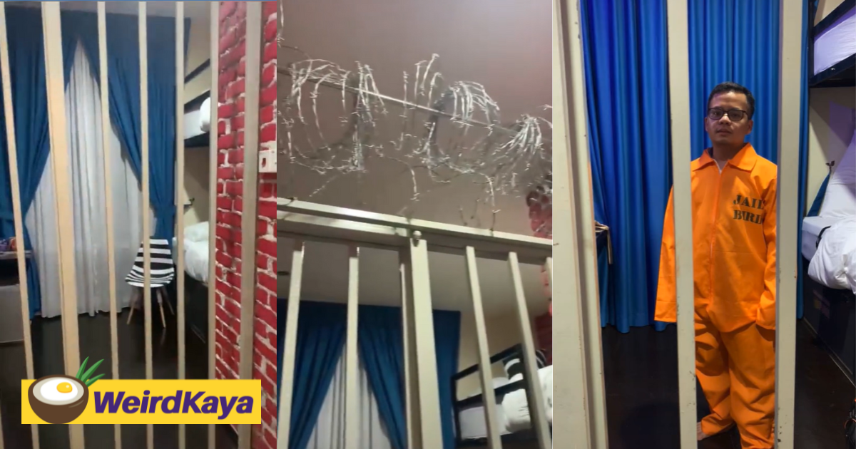 M'sian man spends the night at prison-themed hotel in johor, netizens can't help but to think of najib | weirdkaya
