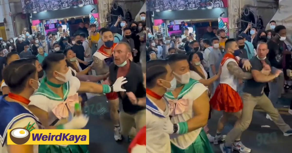 Drunk angmoh tries fighting a group of ripped men dressed in sailor moon costume in hk | weirdkaya