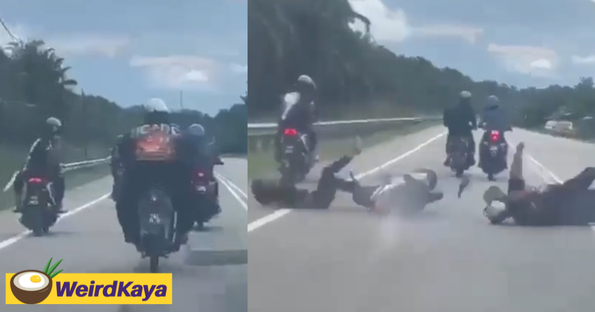 M'sian motorcyclists crash into each other while chatting, netizens outraged | weirdkaya