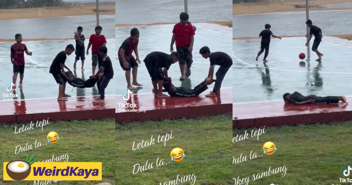 3 m'sian boys put aside injured friend & happily continue playing football, leaves netizens amused | weirdkaya