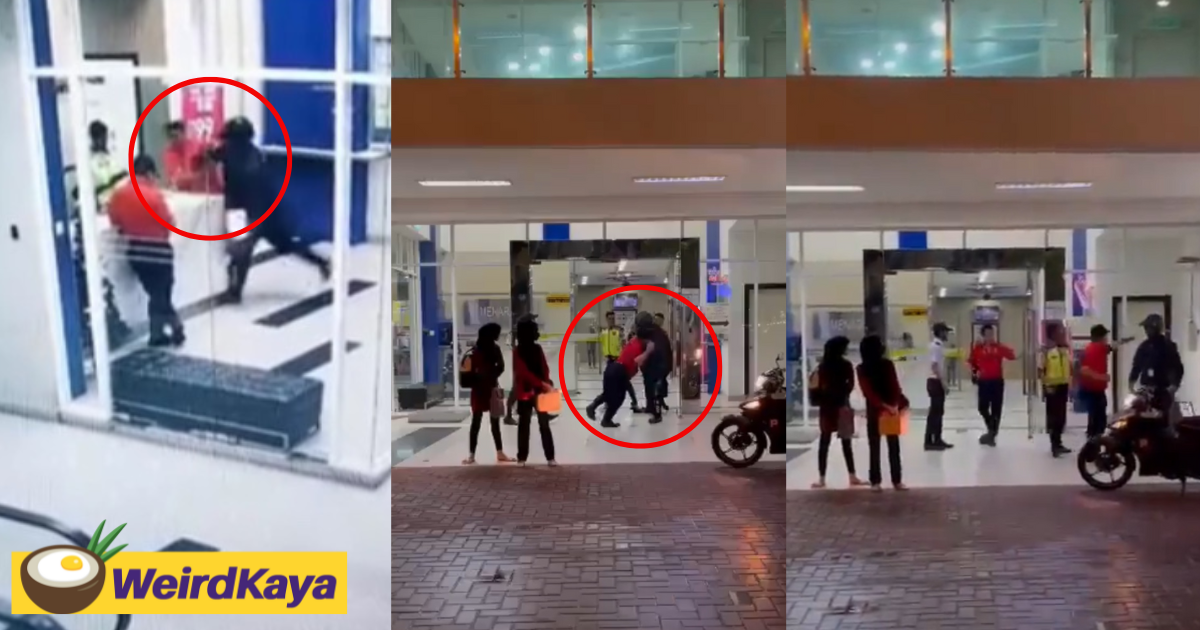 Food delivery rider gets beaten up by security guards, cctv shows he started the fight first | weirdkaya