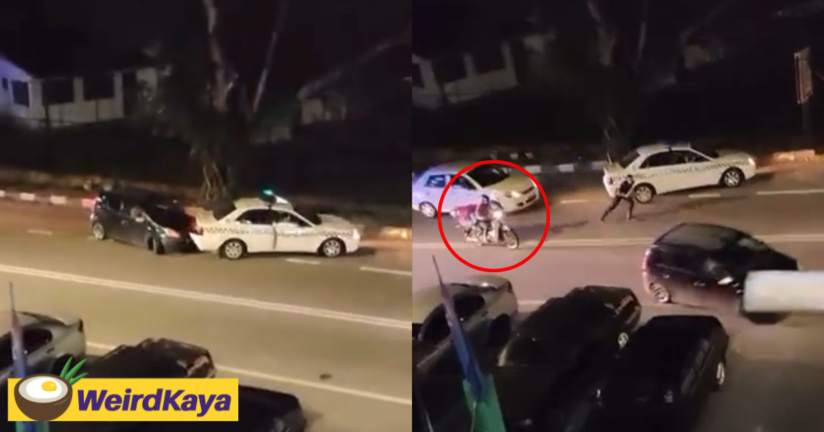 Foodpanda delivery rider gives chase to perodua viva fleeing from police | weirdkaya