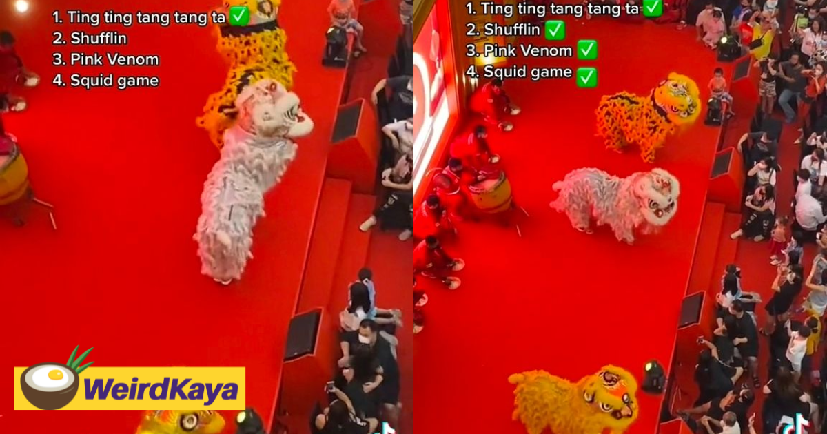 M'sian lion dance troupe performs using trending tiktok songs, netizens amused | weirdkaya