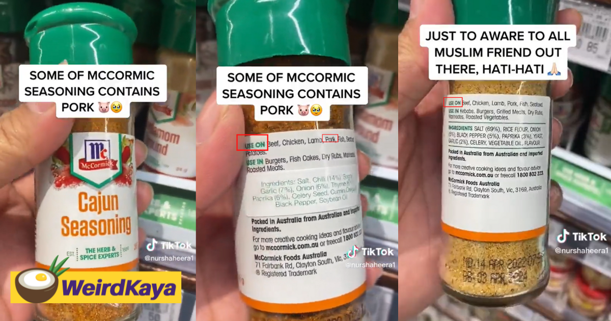 M'sian woman claims cajun seasoning contains pork, turns out she read label wrongly | weirdkaya