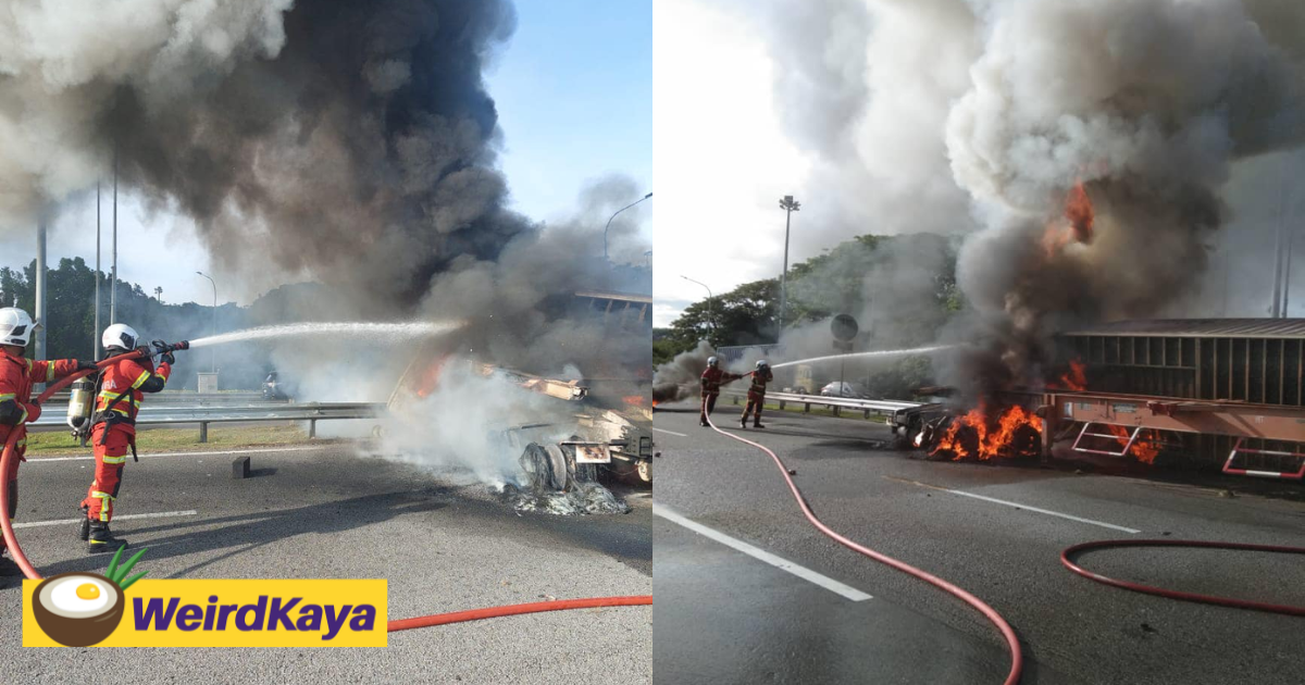 2 lorries catch fire along north-south expressway & leaves 2 dead | weirdkaya