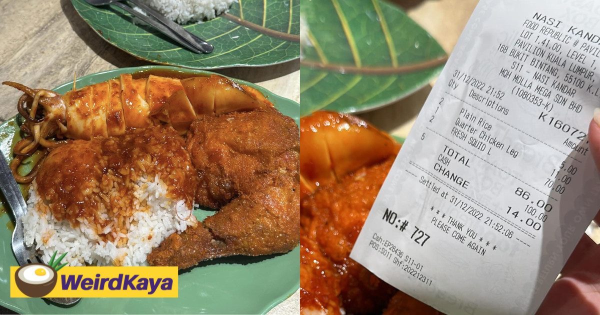 Jb man shocked by rm86 bill for nasi kandar with sotong & fried chicken at pavilion kl | weirdkaya