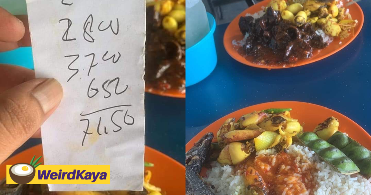 M'sian Shocked By RM71.50 Bill For 2 Plates Of Rice At Desa Pandan Stall
