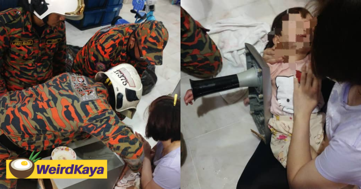 M'sian toddler gets hand stuck inside speaker, rescued by bomba within 20 minutes | weirdkaya
