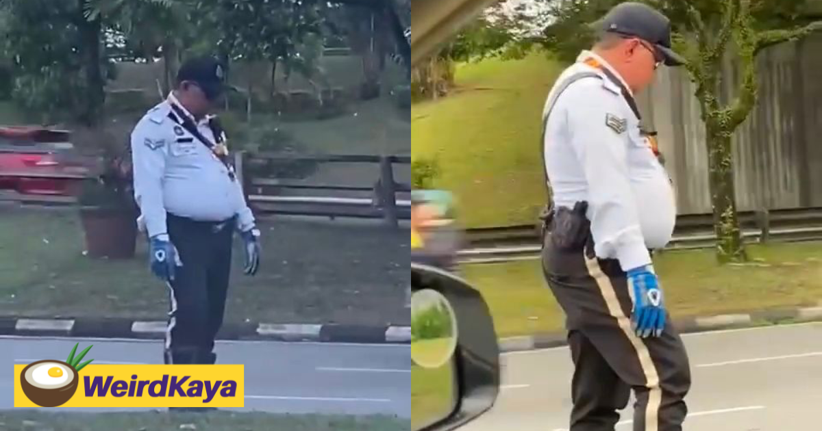 M'sian traffic policeman falls asleep while standing, netizens think he may be unwell | weirdkaya
