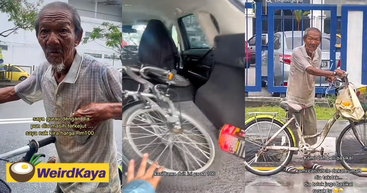 Penang nasi lemak seller gifts 85yo uncle a brand new bicycle & his reaction is priceless | weirdkaya