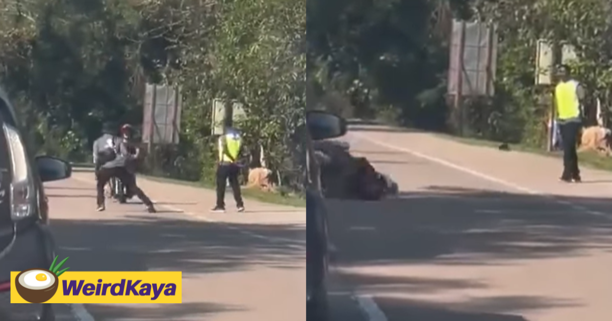 M’sian police officer gets run over by illegal immigrant on motorbike, receives 13 stitches | weirdkaya