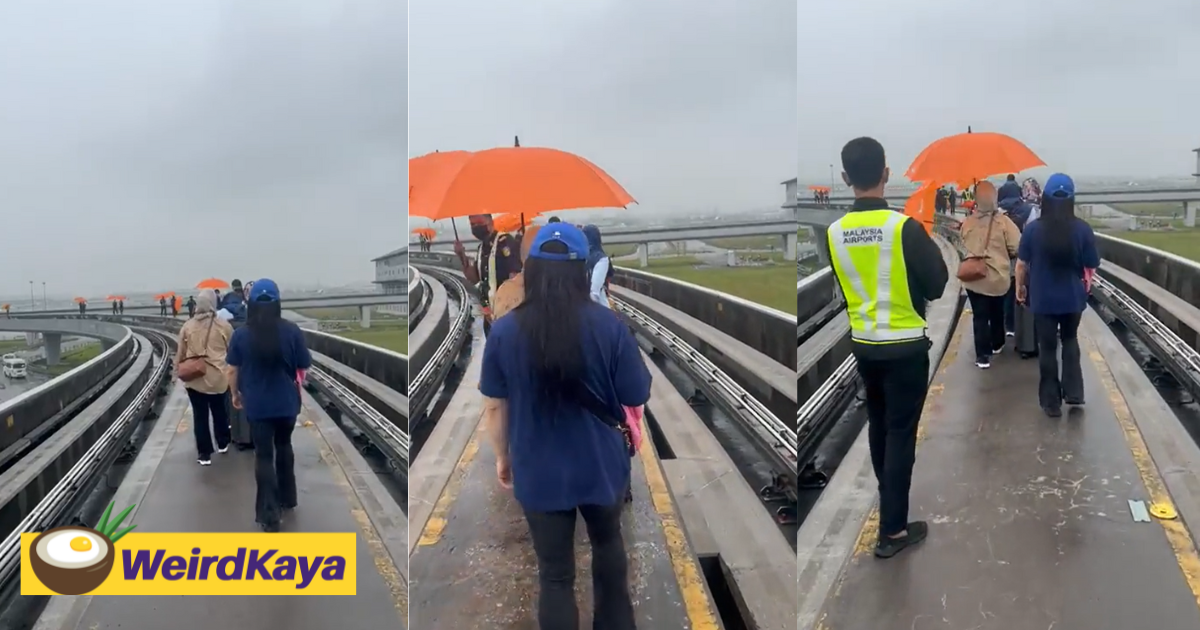 Aerotrain at klia breaks down, forces 114 passengers to walk in the rain | weirdkaya