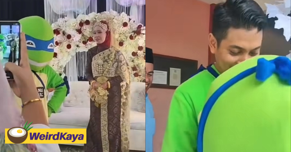 M'sian man attends wedding of ex-girlfriend while dressed as a 'ninja turtle' to wish the couple | weirdkaya