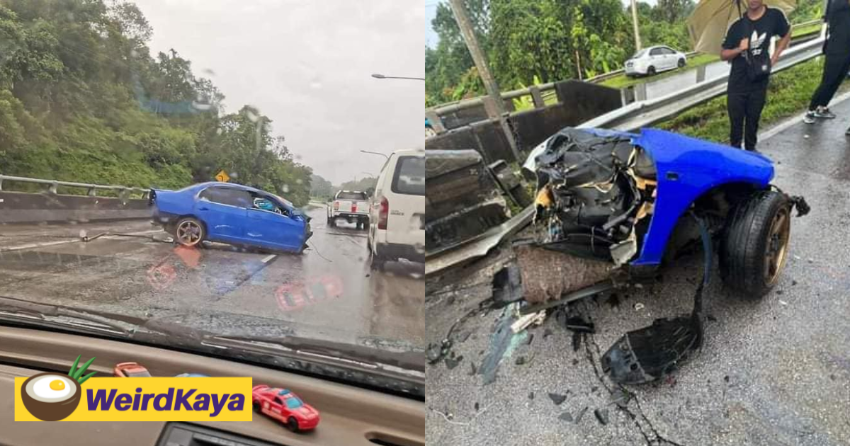 Car splits into half in sarawak, killing police officer | weirdkaya
