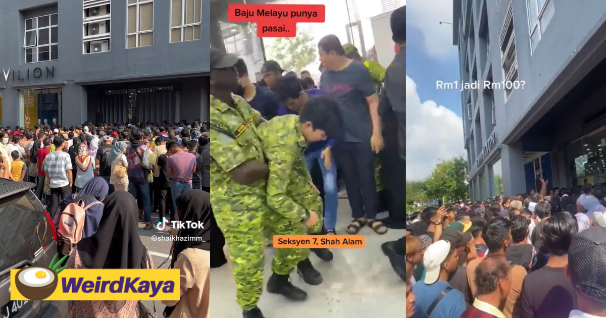 M'sians Swarm Shop In Shah Alam To Get Their Hands On Discounted Baju Raya
