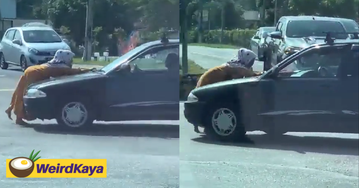 Indonesian woman who blocked moving proton wira at traffic light said she was concerned about her husband's health | weirdkaya