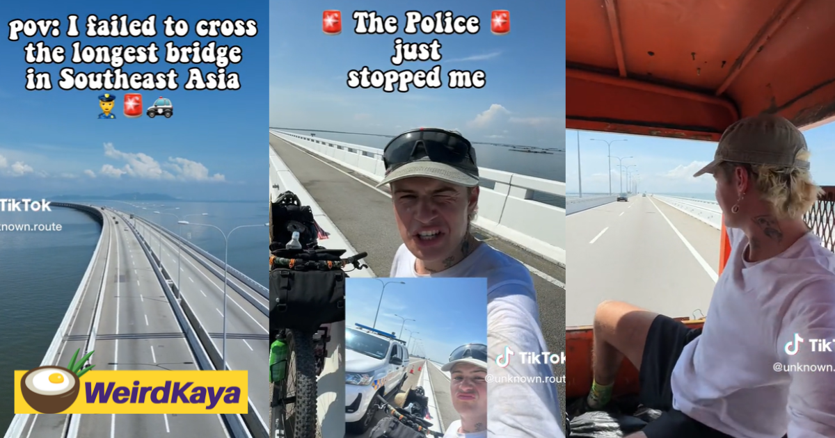 German cyclist fails to cycle across penang bridge after police stop him from doing so | weirdkaya