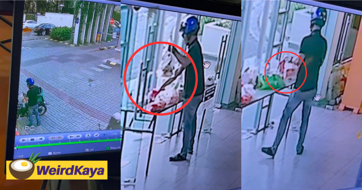 M'sian grab rider caught on cctv stealing food order to earn extra tips | weirdkaya