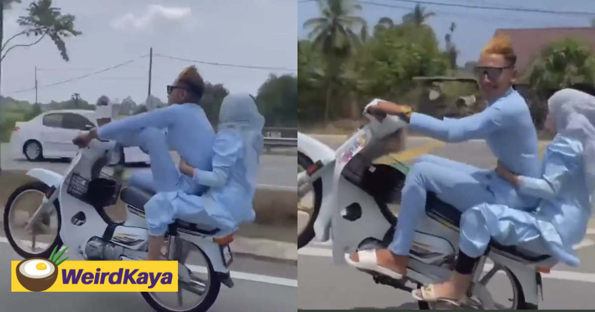 M’sian motorcyclist performs 'wheelie' stunt without helmet on, police urge him to turn himself in | weirdkaya