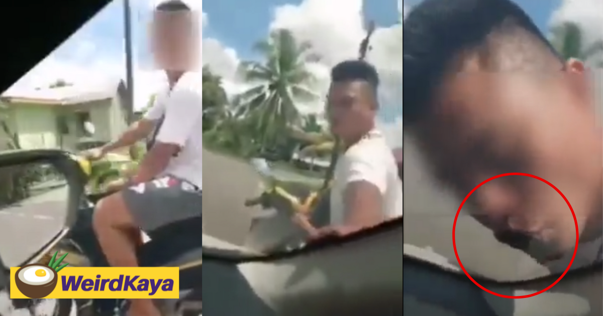M'sian man goes after woman on a bike in kuching and leaves a kiss on the windshield | weirdkaya