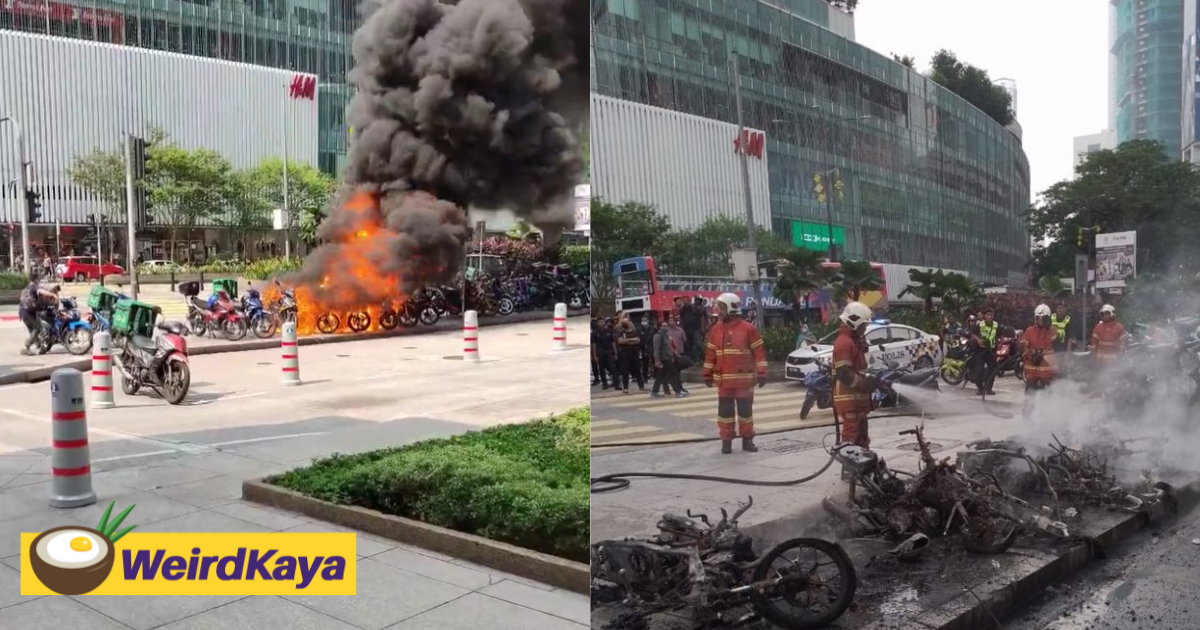 Fire breaks out near suria klcc, 9 motorbikes and 4 electric scooters destroyed | weirdkaya