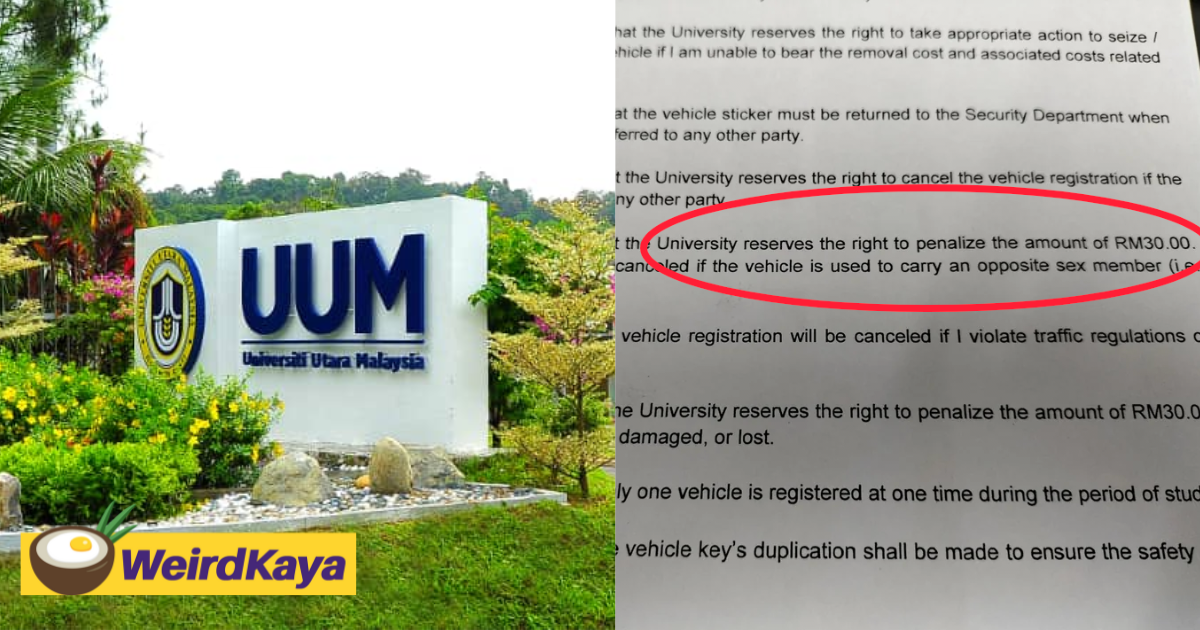 M'sian university issues rm30 fine to students caught in the same car with the opposite gender | weirdkaya