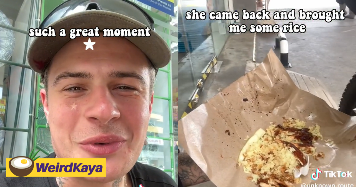 German cyclist touched by m'sian woman's kindness who bought him lunch at a petrol station in muar | weirdkaya