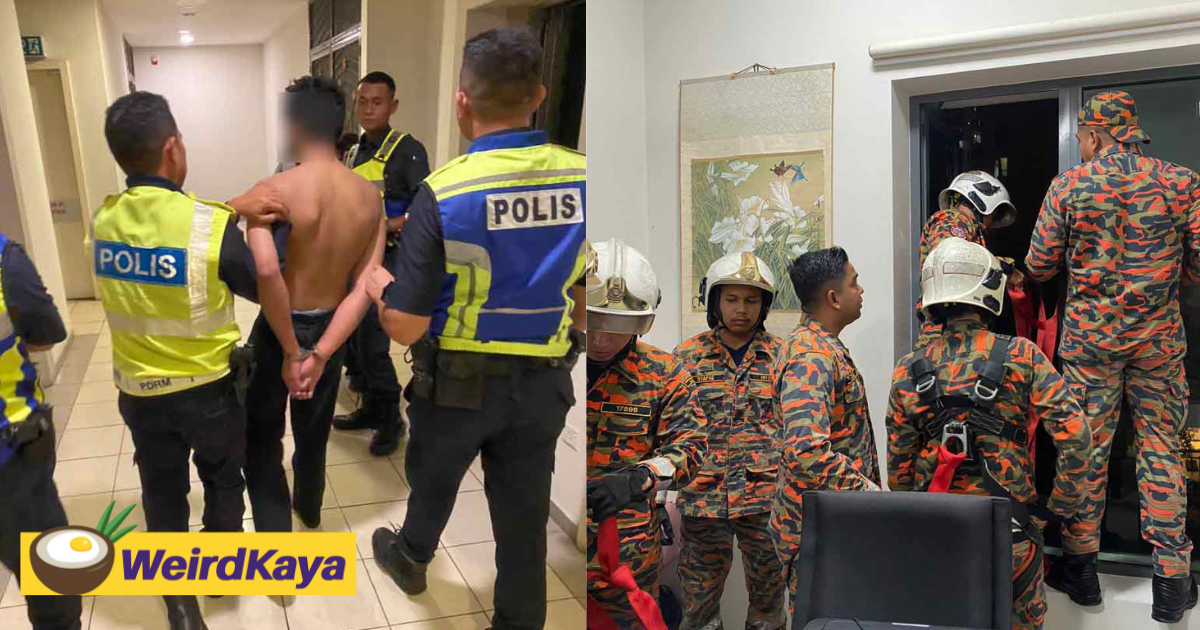 18yo teen tries to jump off apartment in subang jaya, firefighters spend 2 hours coaxing him to safety | weirdkaya
