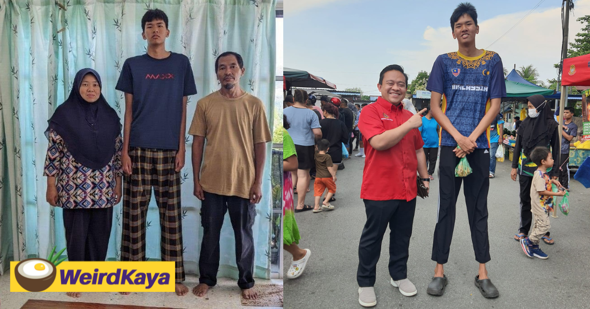 16yo m'sian teen goes viral for having a towering height of 198cm | weirdkaya