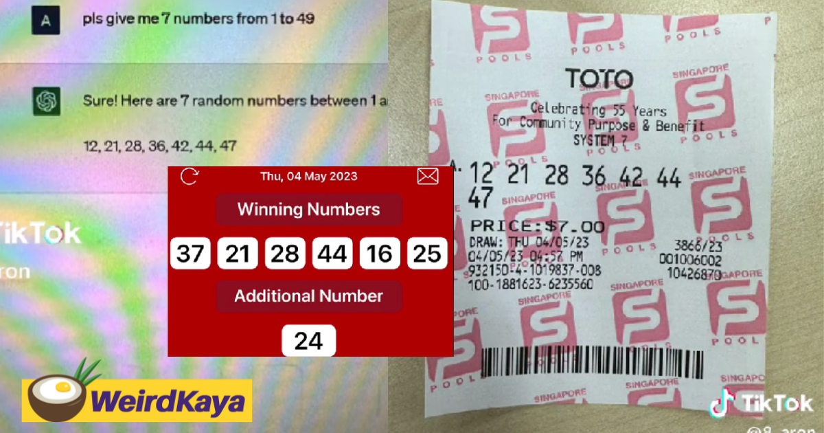 S'porean student wins rm168 in lottery money after using chatgpt to generate random numbers | weirdkaya