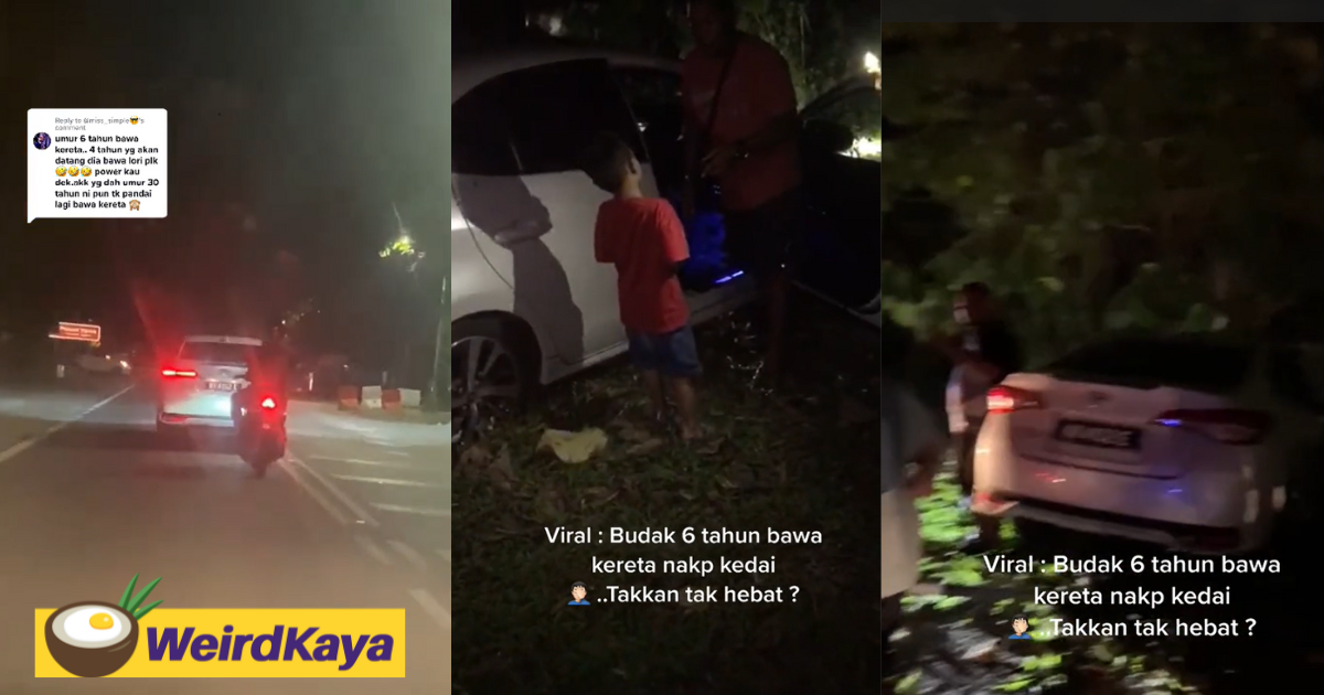6yo m'sian boy drives toyota vios to buy toys for 3yo brother but crashes it into a lamp post | weirdkaya