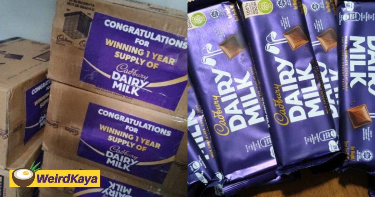 M'sian man wins a year's supply of cadbury chocolate after spending only rm6 to join competition | weirdkaya