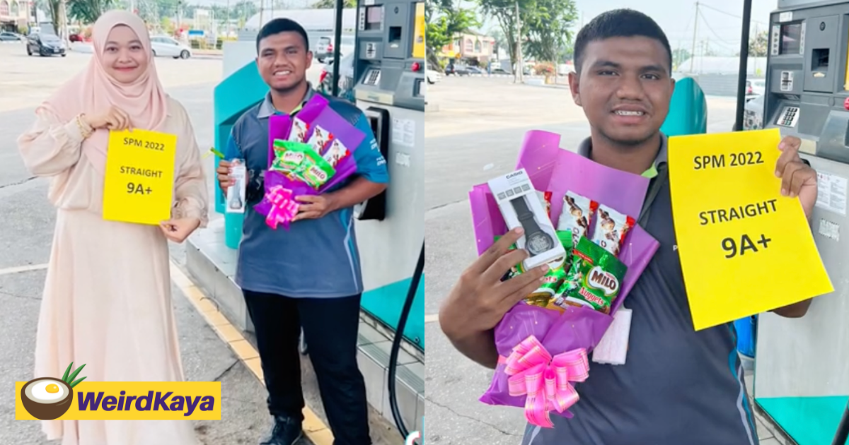 M’sian petrol station worker scores 9as in spm, boss surprises him with gifts from japan | weirdkaya
