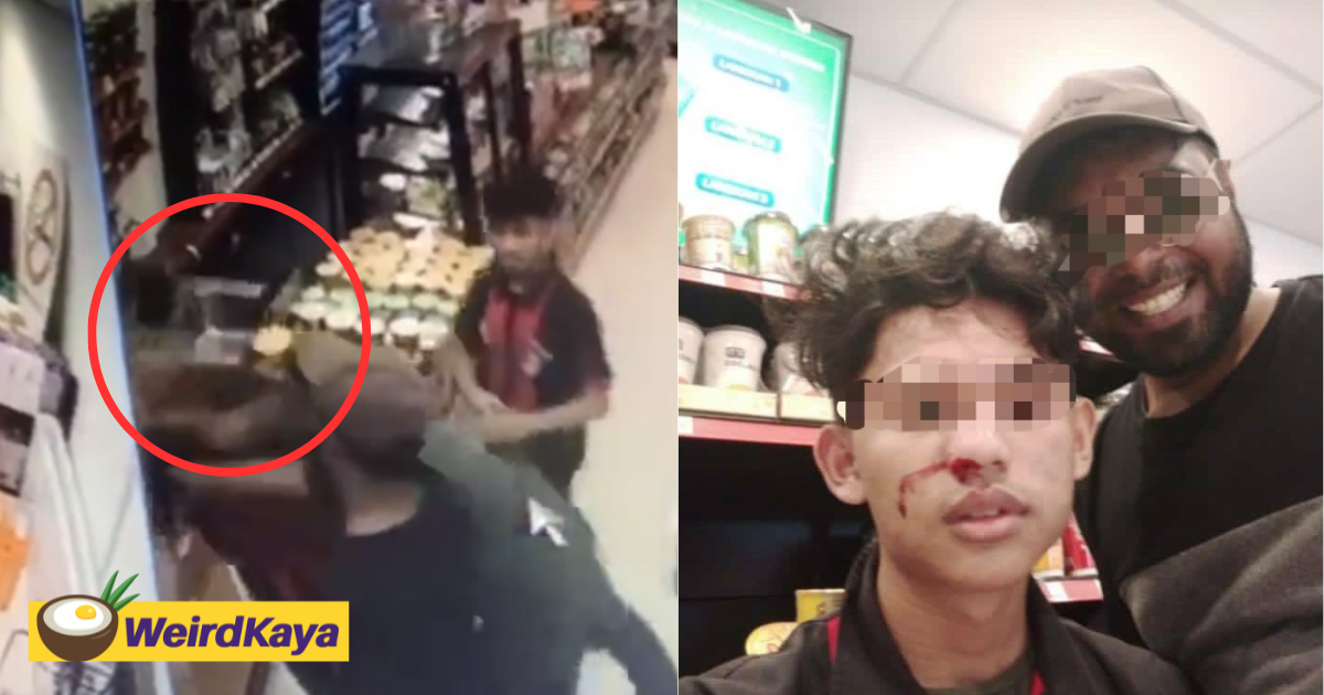 Drunk m'sian man punches teen at convenience store, friend poses for a selfie with victim | weirdkaya
