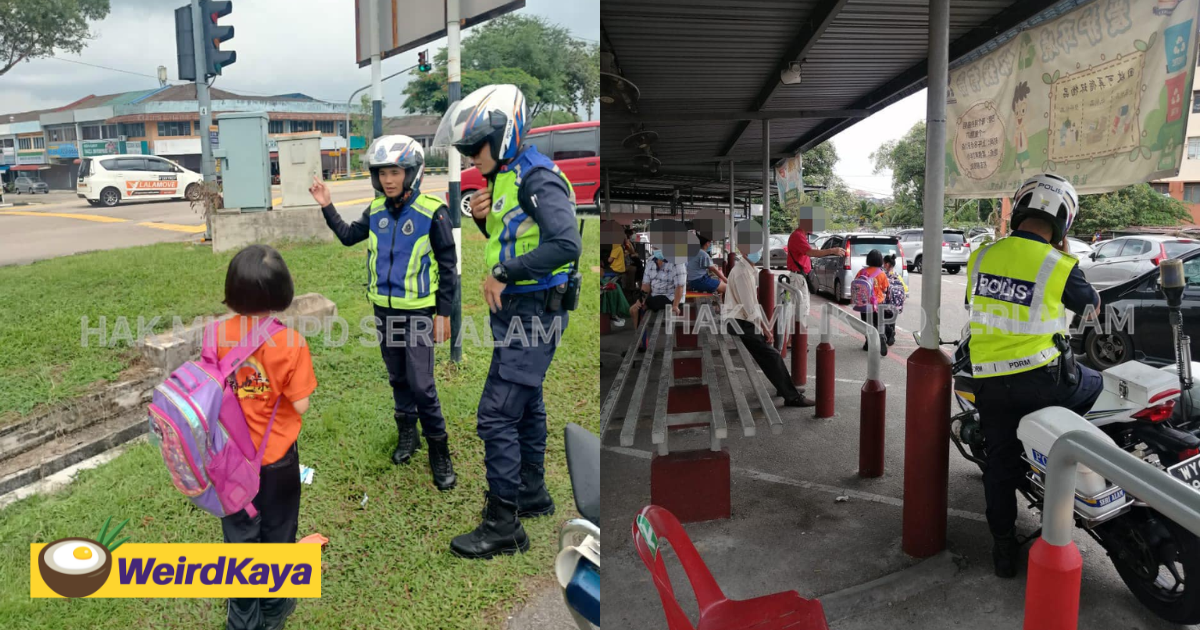Kind m'sian police officers escort young girl to school after she missed the school bus | weirdkaya